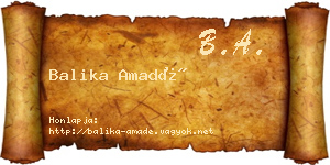 Balika Amadé névjegykártya